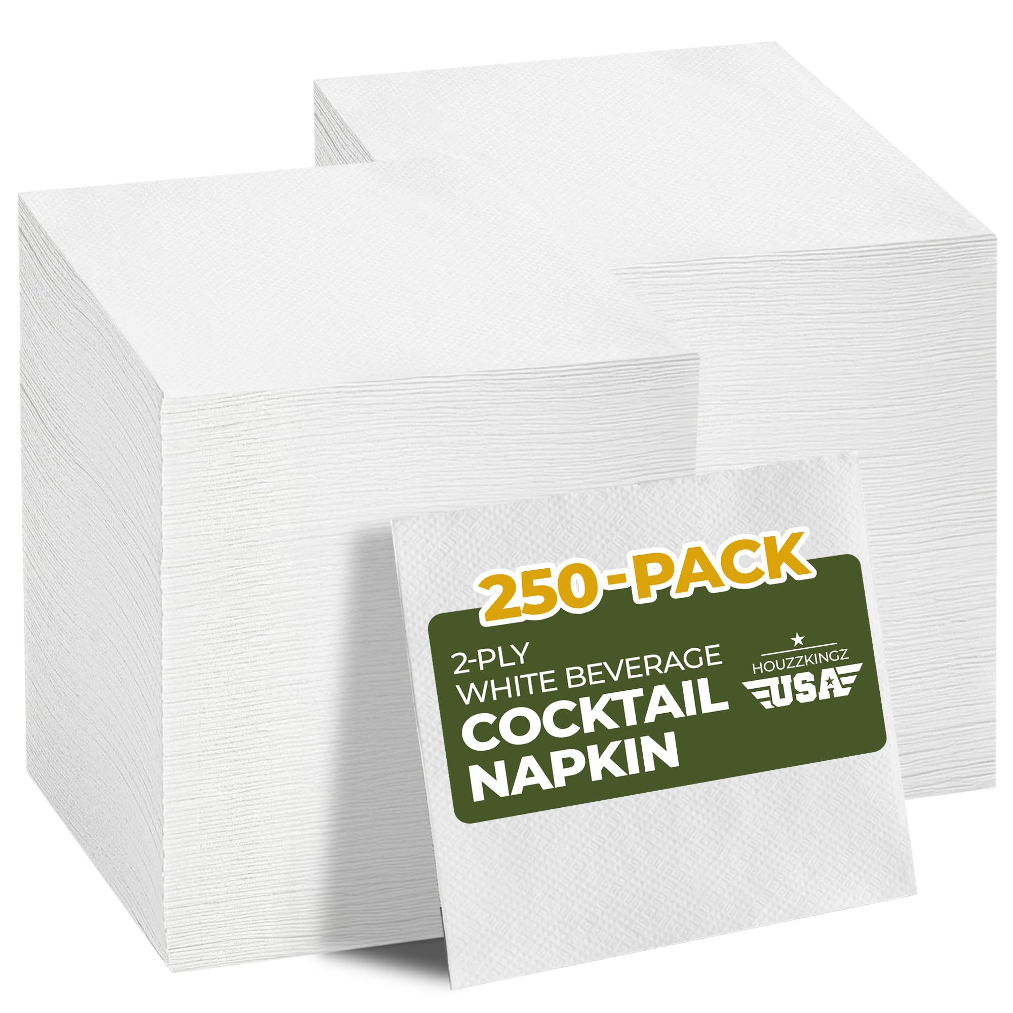 Photo 1 of 250 Cocktail Napkins Disposable - 2-Ply White Party Dinner Wedding Beverage Paper Napkins Everyday Bulk – 4.5" X 4.5" Folded Absorbent Embossed Elegant Disposables Decorative Table Cloths Napkin