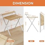 GreenForest Folding Desk No Assembly Required Oak Computer Desk with Monitor view 2