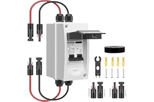 YQBYJING Solar Panel Disconnect Switch 25 Amp DC Miniature Circuit Breaker 1000V 2 Poles with PV Connector and IP65 Waterproof UV-Proof Box for Outdoor Solar PV Homes Battery