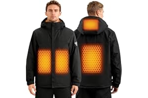 Heated Jackets for Men,Graphene Windproof Men's Heated Coat with Water-Resistant Shell,Foldable Hood, No Battery Pack,Large