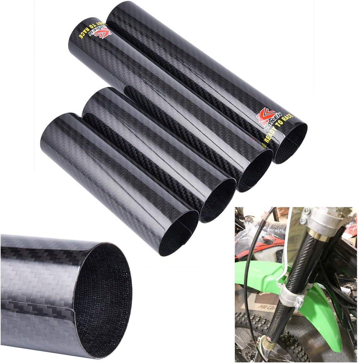 PRO CAKEN Carbon Fiber Front Fork Tube Set Slider Cover Wrap Guard for
