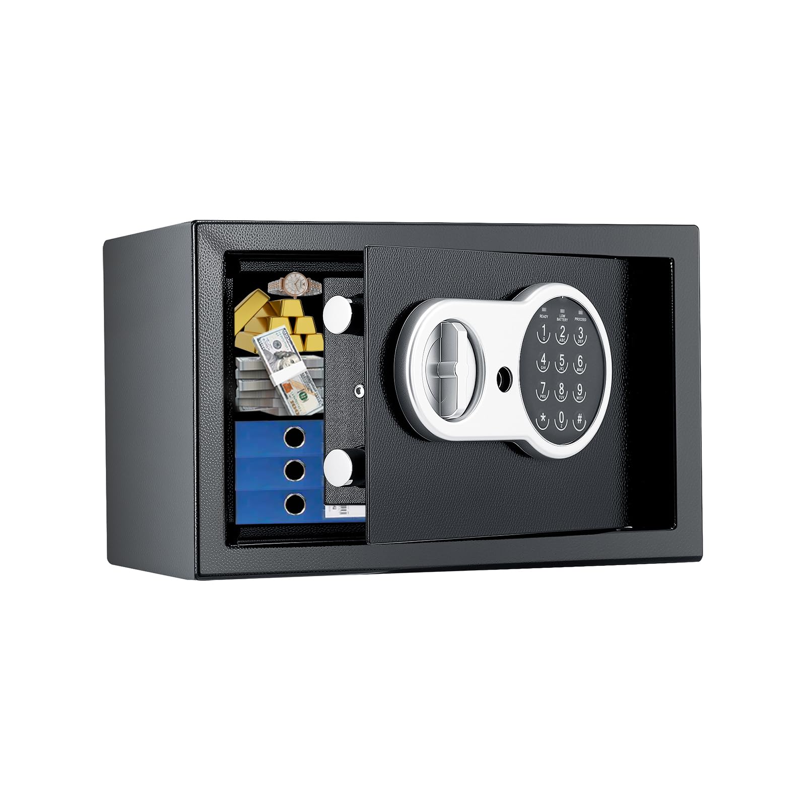 Photo 1 of *LOCKED** DASHEENCO 0.5 Cuft Steel Security Safe, Lock Box with Electronic Keypad & Emergency Keys, Anti-Theft Home Safe Box for Cash, Documents, Handguns, Jewelry, Black
