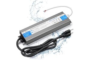 VOEWT LED Driver 400 Watts Waterproof IP67 Power Supply 85V-265V AC to 24V DC Converter,Quiet and Small LED Transformer Low Voltage Output with 3-Prong Plug 3 Feet Cable for LED Light Strip, Outdoor
