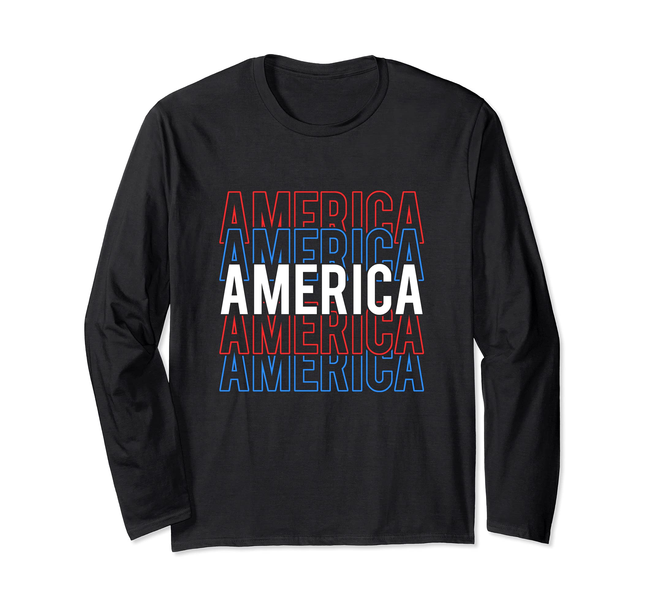America 4th of July Typography Design For Independence Day Long Sleeve T-Shirt