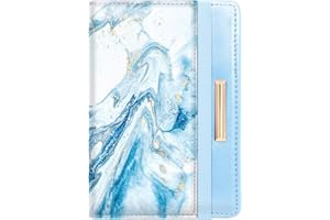 COCO ROSSI Passport Holder Cover Travel RFID Blocking Passport Cover Rose Gold Cute Flowers Passport Wallet with Elastic Band for Women