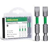 SL10 Flat Head Screwdriver Bits,2-Inch Heavy-Duty Slotted Bits,S2 Steel Magnetic mpact Driver Bit,1/4" Hex Shank for Decking, Framing, Heavy Construction &amp; Furniture &ndash; 10 Pack