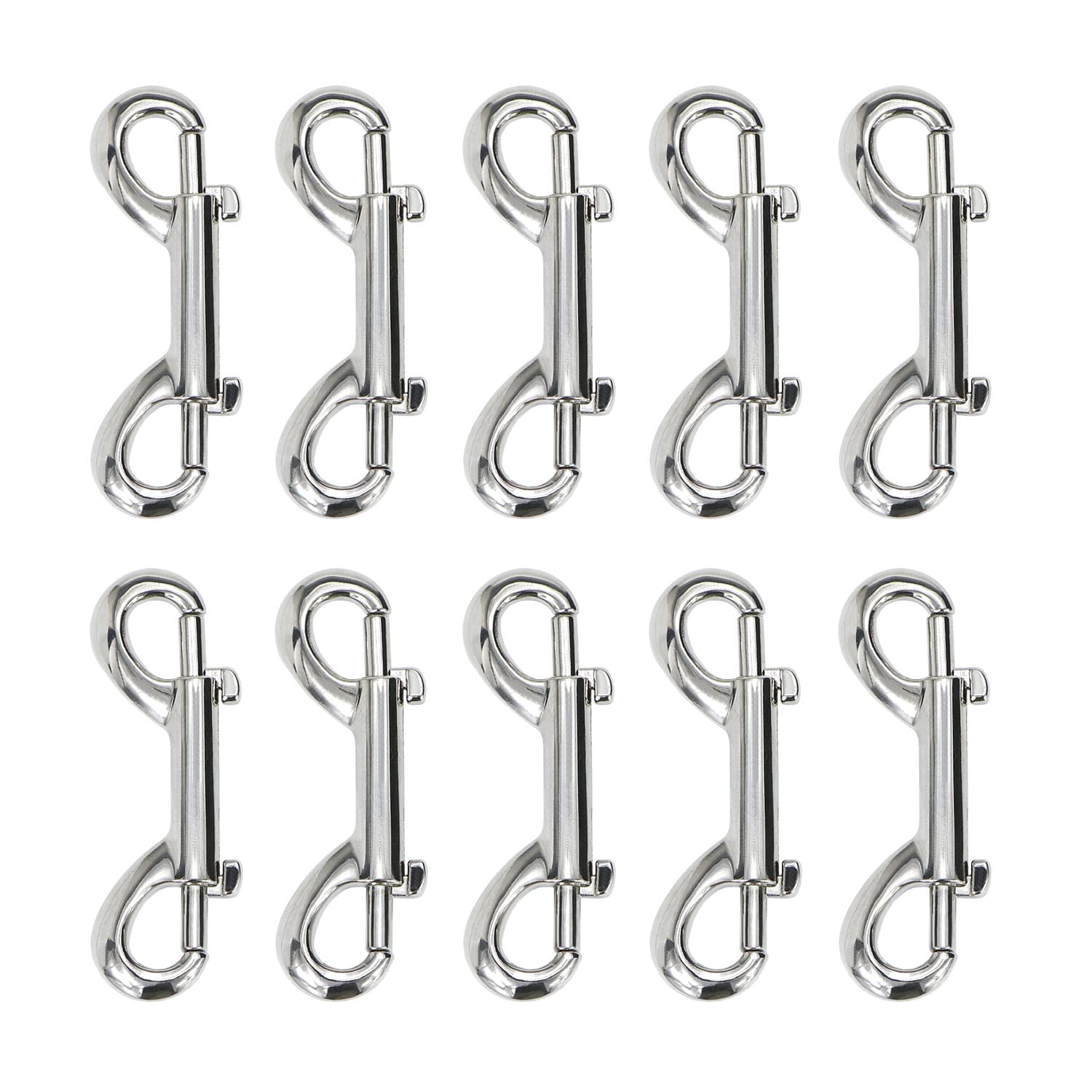 Metal Double Ended Bolt Snap Trigger Chain Diving Clips for Water Bucket Pet Feed Bucket Agricultural Equine Home Dog Leash Garage Use (2-3/4" (7cm), 10 Pack)