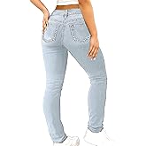 Flamingals Women's Butt Lifting Skinny Leg Jeans Stretchy Tummy Control Mid Rise Denim Jeans
