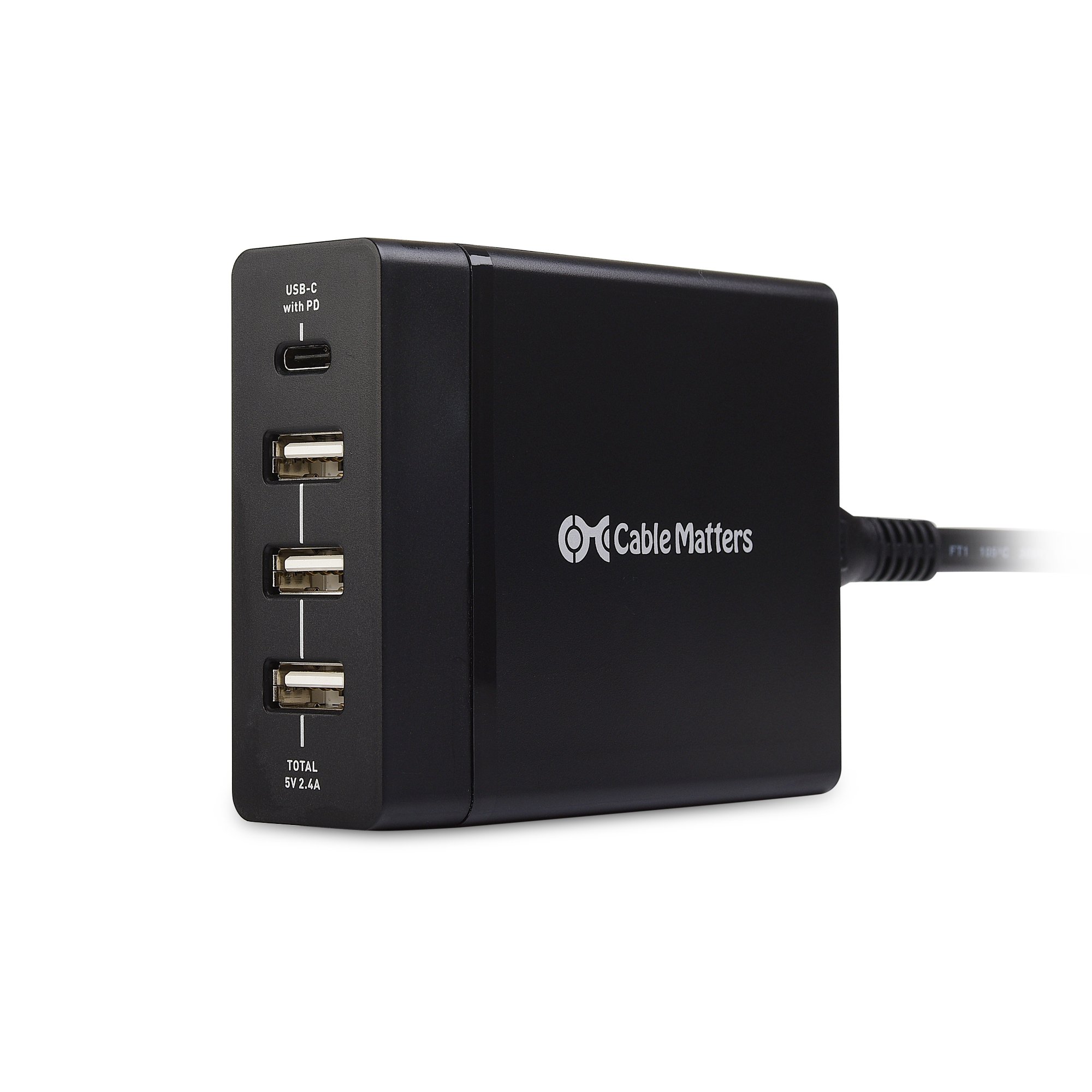 72W 4-Port USB C Charger (USB C Wall Charger) with 60W Power Delivery for Laptops, Tablets, and Smartphones in Black