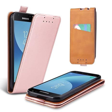 Lelogo Galaxy J5 2017 Hülle, Leder Tasche für Samsung Galaxy J5 (2017) Handyhülle Flip Case Schutzhülle (Rose Gold)