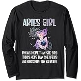 Aries Zodiac Sign Girl Aries Horoscope Astrology Long Sleeve T-Shirt