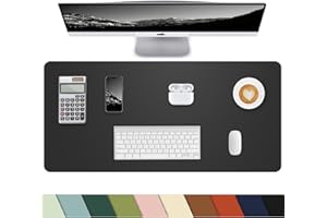 CEBOWA Leather Desk Pad Protector, Mouse pad,Office Desk mat,Computer and Laptop Mat, Non-Slip PU Leather Desk Blotter, Desktop Protector and Cover for Keyboard and Mouse(35.4"x17"Black)