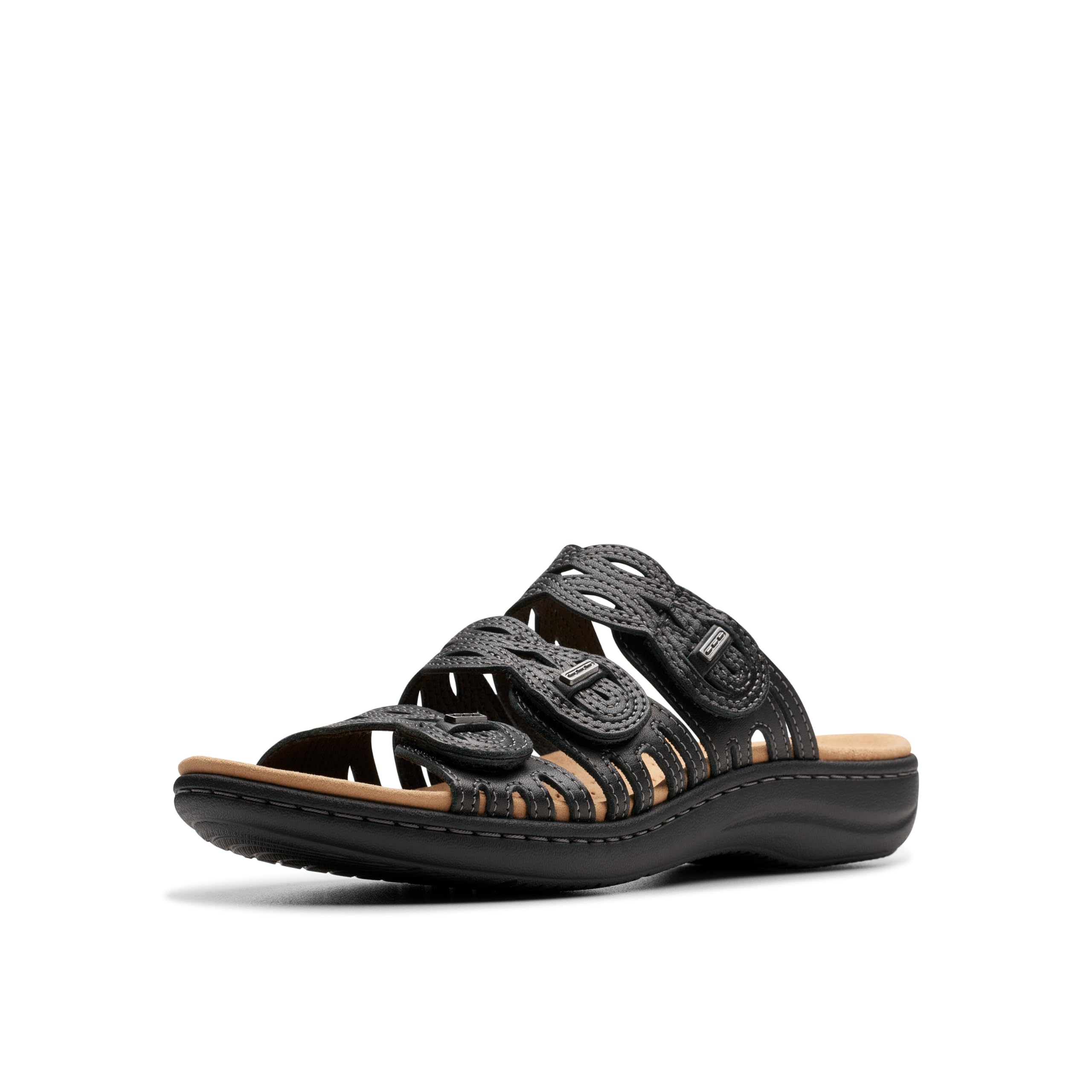 Clarks Women's Laurieann Ruby Flat Sandal, Black Leather, 12 Image Clarks Women's Laurieann Ruby Flat Sandal, Black Leather, 12 Image