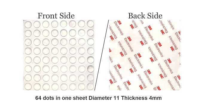 Superbesto Double Silicon Round Sound Dampening Furniture Rubber Feet Self Adhesive Bumper Pads Dots (Transparent, 11 X 5 mm) -64 Pieces