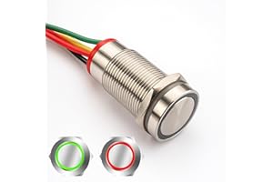 Gebildet Latching Switch Touch Button Waterproof IP68, Touch Switch DC 3V-30V/3A, Red & Green LED Suitable for 16mm 5/8'' Mou