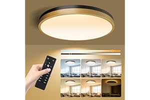 Lightania 13 Inch Flush Mount Ceiling Light with Remote Control & Night Light, 5CCT Dimmable Ceiling Light Fixture, 25W 2500LM 2700K-6500K Adjustable LED Ceiling Lights for Bedroom Kitchen Living Room