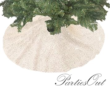 Amazon Com Sequin Tree Skirt 24 Inch Ivory Hawaii Christmas Tree