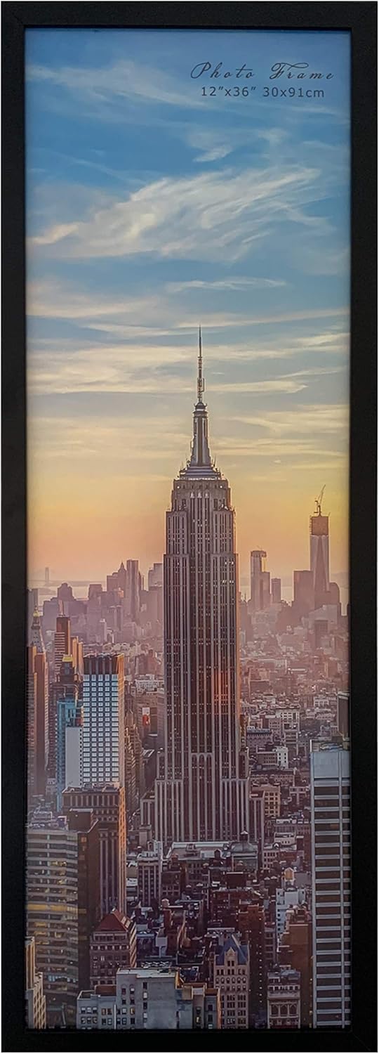 Photo Albums, Frames & Accessories - Frame Amo 12x36 Black Modern Picture or Poster Frame, 1 inch Wide Border, Smooth Wrap Finish, Acrylic Front