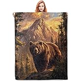 Bear Blanket Gifts for Women Girls Adults Soft Warm Lightweight Cozy Plush Wild Animal Throw Blankets for Bedroom Living Room Sofa Home Decor 60"x50"