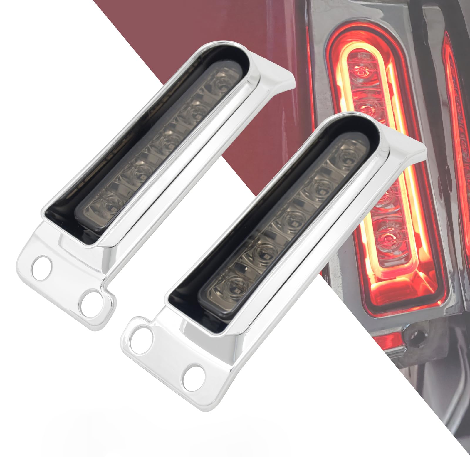 Photo 1 of HDBUBALUS LED Saddlebag Support Inserts Auxiliary Fender Light Filler Panel Brake Tail Lights Fit For Harley Electra Glide Road King Ultra Limited 2014-2024 Chrome Housing Smoke Lens