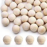 Auvotuis 50 Pcs Round Wooden Balls 1 Inch Unfinished Wooden Spheres Natural Wood Balls for Crafts DIY(Dia 25mm)