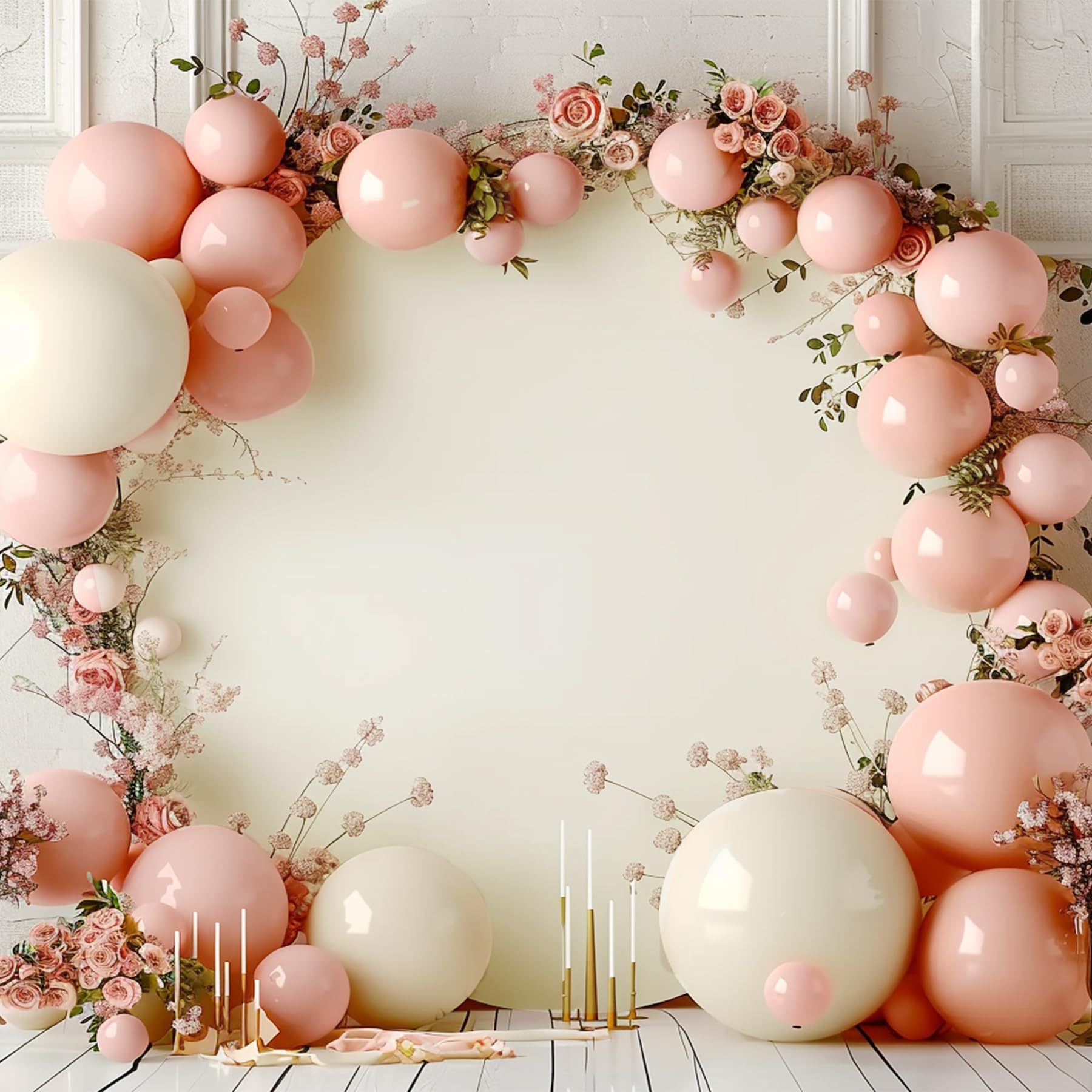 Photo 1 of 7.2FT Ivory Round Backdrop Cover for 5 to 7.2ft Circle Arch Stand - Haefoo Adjustable Round Arch Cover Circle Backdrop Cover for Birthday, Wedding Arch, Baby Shower Photography Background Party Decor