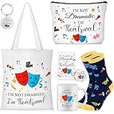 7 Pcs Christmas Theatre Gifts for Women, Funny Musical Theater Gift with Drama Mask Design Mug Canvas Bag Makeup Bag Keychain Mirror Cards Accessories for Broadway Theater Lover Drama Director Actress