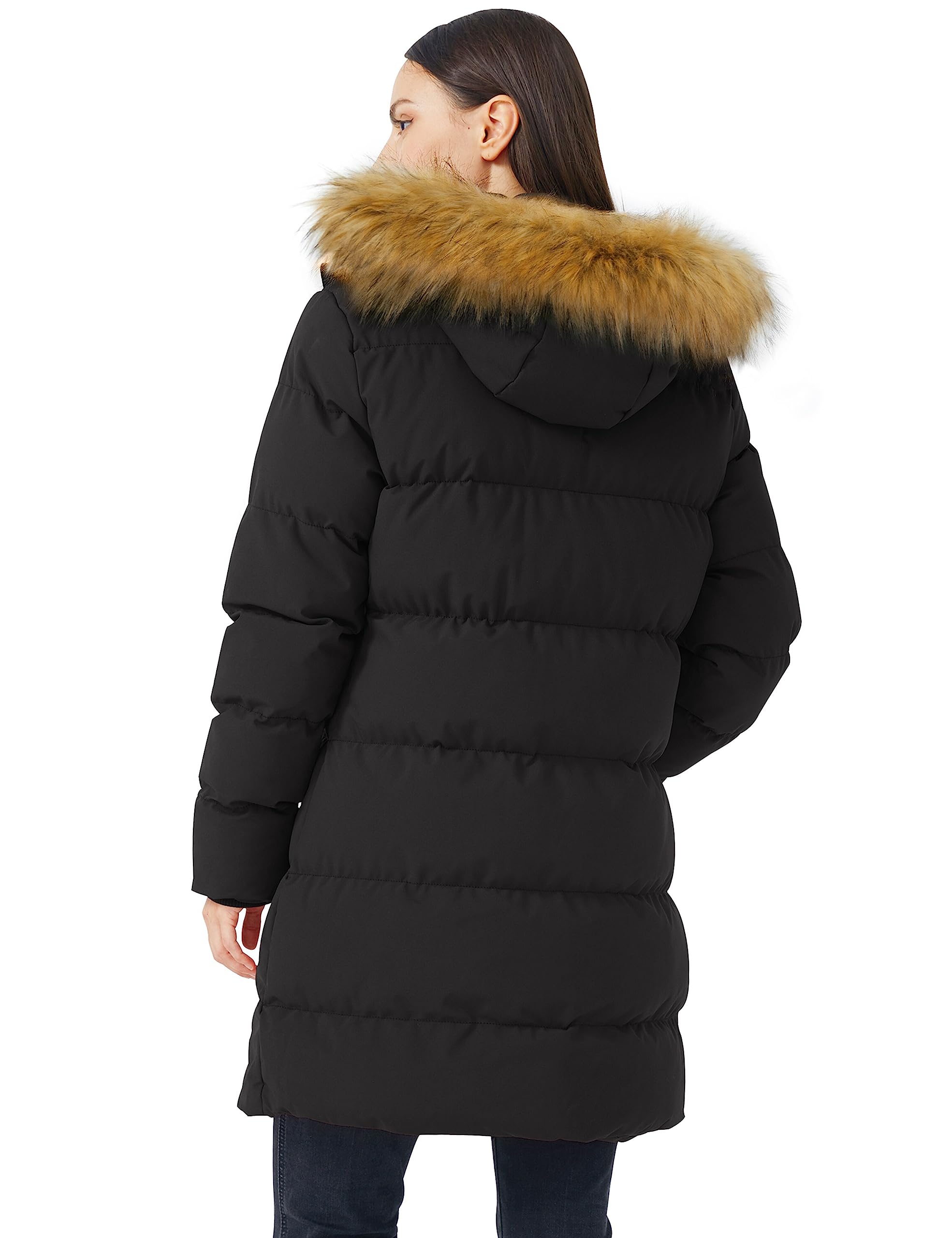 WenVen Women's Winter Thicken Puffer Coat Warm Jacket with Faux Fur Removable Hood
