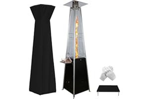 NAVINE Pyramid Patio Heater, 48,000 BTU Outdoor Heaters for Patio Propane with Detachable Table, Detachable Wheels, Protective Cover for Outdoor Terrace Garden Poolside(Black)