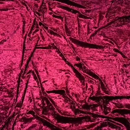 Premium Crushed Velvet Fabric Maroon Craft Dress Curtain Material