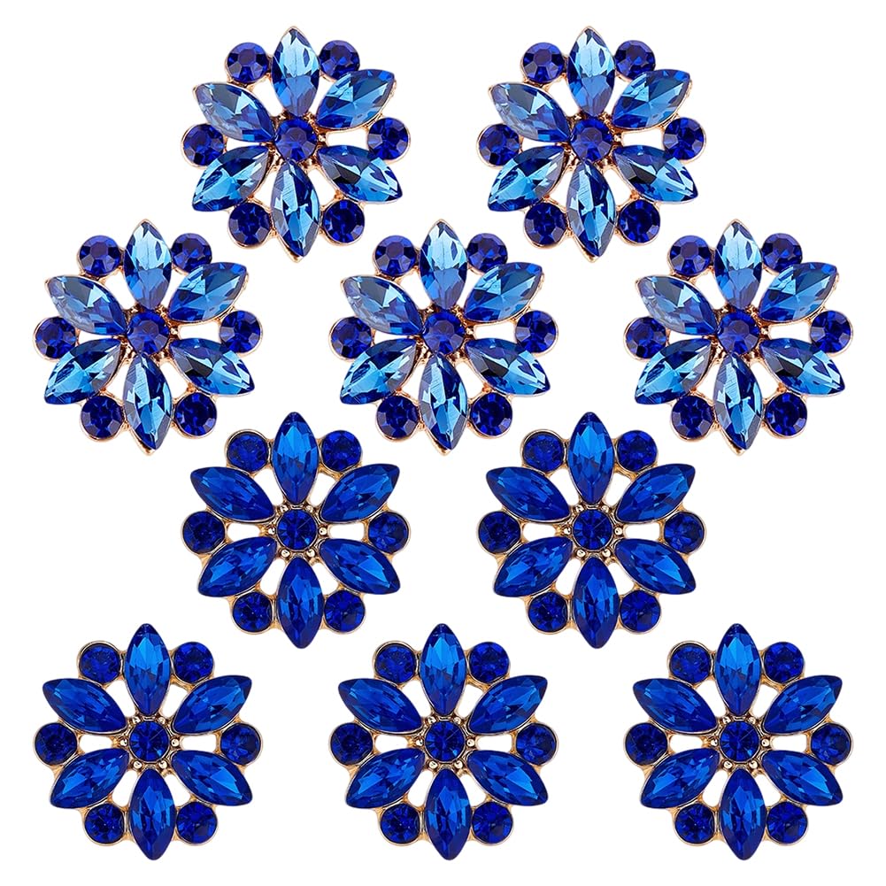FINGERINSPIRE 10PCS Rhinestone Shank Buttons Flower Pattern Rhinestone Button Alloy Rhinestones Buttons for Sewing Alice Blue Rhinestones Jewlery Button for DIY Crafts Clothes Fabric Hat Decoration