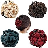 Dizila 4 Pack Solid Rose Floral Flower Hair Claws Clips Clamps Hairpins Hair Bun Updo Holders Accessories for Women Girls