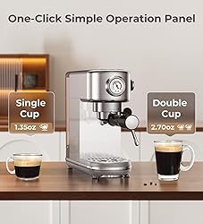 Espresso Machine with Milk Frother, 20 Bar High