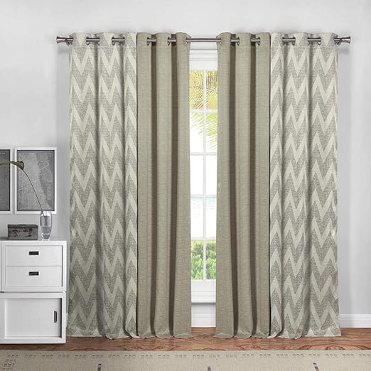 Amazon Com Kelvin Kelda Chevron Striped Linen Textured Grommet