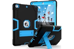 OKP Case for iPad 6th Generation/iPad 5th Generation/iPad 9.7 inch/iPad Air 2, Shockproof Case for iPad 9.7 inch 2018/2017 with Kickstand, Black+Blue
