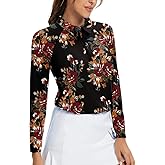 Soneven Womens Long Sleeve Golf Shirts Half Zip Moisture Wicking Print Golf Tops Tennis Shirts(XS-3XL)