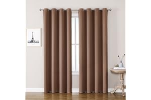 ChrisDowa Room Darkening Curtains 102 Inches Long 2 Panels Set for Living Room, Grommet Thermal Insulated Blackout Curtains for Bedroom (Cappuccino, 52 x 102 Inch)