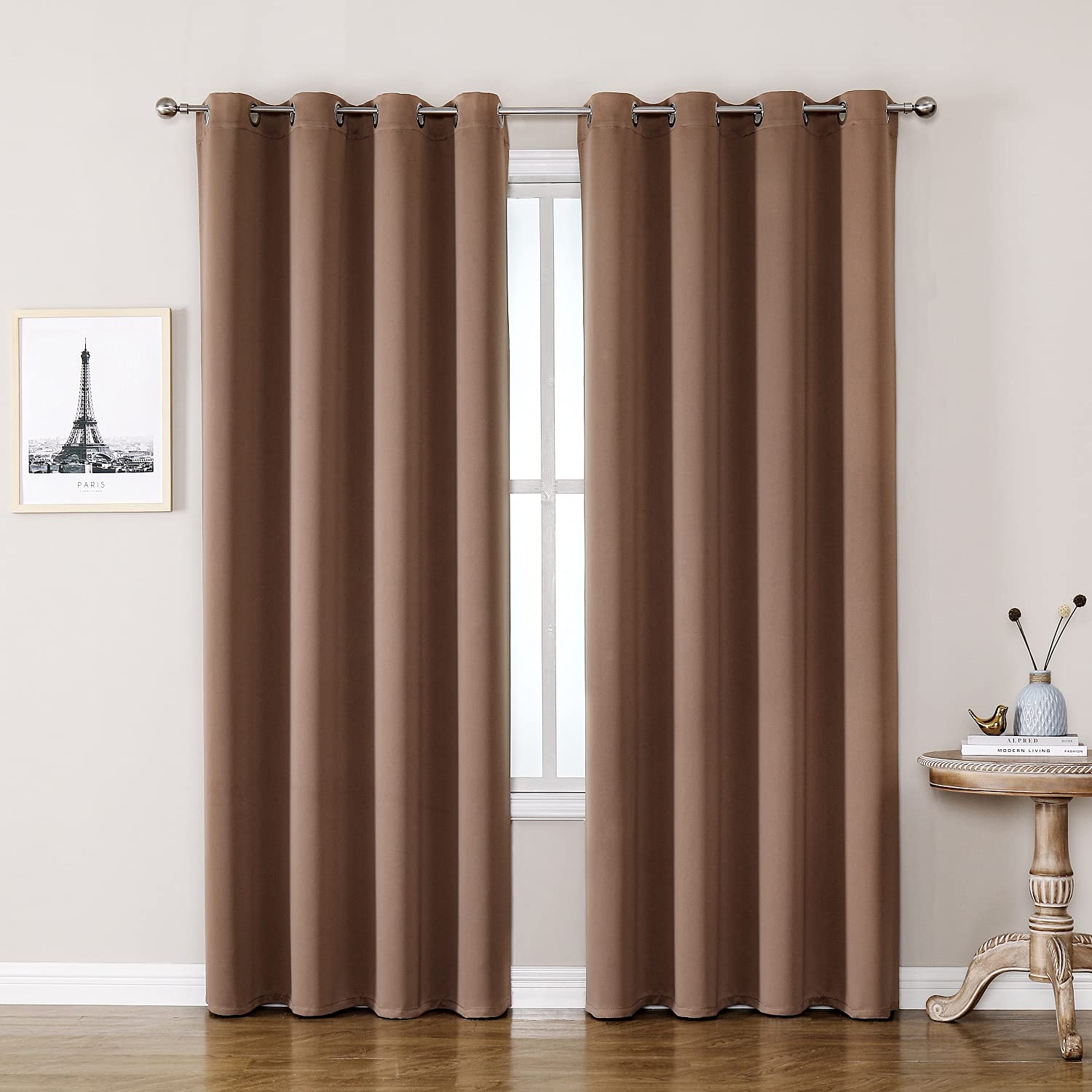 Elegant Comfort Set of 2 Room Darkening Grommet Top Curtains