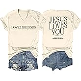 Christian Shirts for Women Jesus Loves You T Shirt Religious Faith Tshirts Bible Verse Inspirational Graphic Tee Top
