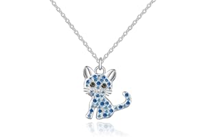 luomart Girls Cat Birthstone Necklace Gifts for Women,Kitty Cats Dog Pendant Necklaces Jewelry for Cat Lovers
