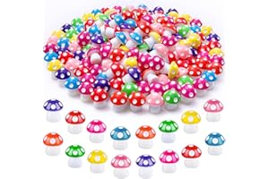 Babelshar 100Pcs Mini Resin Mushroom,8 Colors Mini Resin Figures, Miniature Figurines for Outdoor Garden Landscape Aquarium Party Decoration DIY Crafts