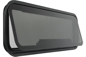 OUTPRIZE New Breathable RV Window for Rainy Days, 40" x 15" Tinted RV Window with Net Screen and Trim Ring, Fit for 2" Thickness Wall, DOT Approved, Small Opening Angle for Anti-Theft