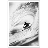 Vintage Surf Canvas Wall Art Retro Black And White Surfer Poster Cool Ocean Surfing Aesthetic Picture Prints Painting For Home Bedroom Dorm College Dorm Wall Decor 12x16in Unframed
