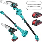 8" Electric Pole Saws for Tree Trimming, 1000W Brushless Motor | 2-in-1 Mini Chainsaw Cordless with Extension Pole, Battery Powered Chain Saw Pole Pruner for Cutting Tree Limbs