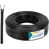 LUCKY TL 12/2 Low Voltage Landscape Wire 100 Feet, 12 Gauge 2 Conductor, Outdoor Waterproof, Direct Buried Landscape Lighting Wire, Pure Copper Making (100FT)