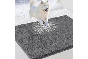 IM HOME Dog Door Mats for Muddy Paws, Chenille Absorbent Door Mats, Non Slip Heavy Mud Mat for Dogs, Soft Indoor Door Mat for Entryway, Mud Paws, Inside Floor,36" X 24", Grey