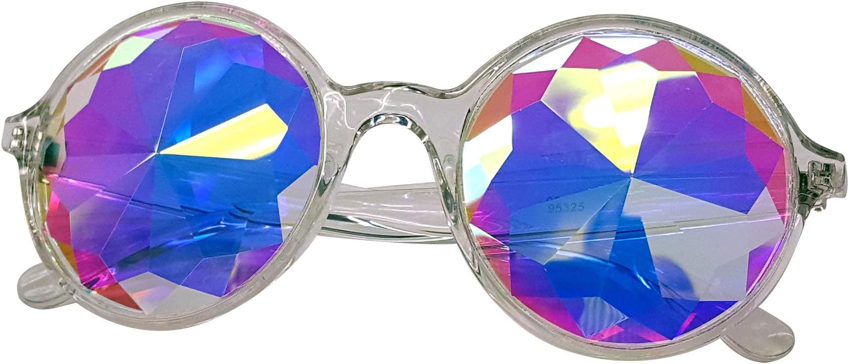 KGM Accessories Cool Rainbow Kaleidoscope Party Festival Glasses Goggles Fractal Lenses (Clear)