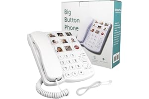 Big Button Phone for Seniors,Home Phone Corded Landline Phone with 9 One-Touch Dialing Big Buttons, Hands-Free Calling, Loud 