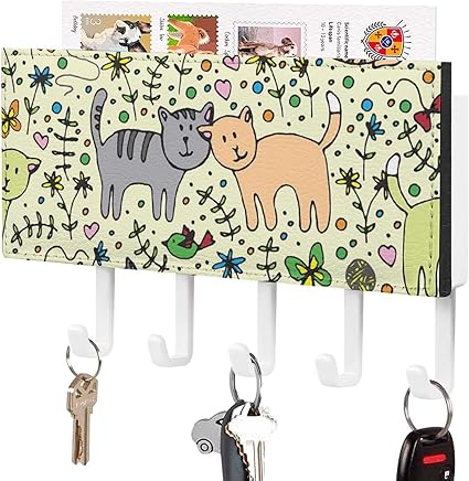 Amazon Co Jp キーフック キーハンガー アニマル柄 猫 鍵スタンド Puレザー 壁掛け おしゃれ 鍵置き 鍵掛け インテリア 小物収納 吊り下げ収納 棚 玄関キー収納 小物入れ 雑物置く 鍵ホルダー 台所 壁面フック ウォールフック Kitchen Housewares