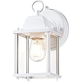 LIT-PaTH Dusk to Dawn Outdoor Wall Lantern, Wall Sconce Waterproof Porch Lighting Fixture, E26 Base, Aluminum Housing with Gl
